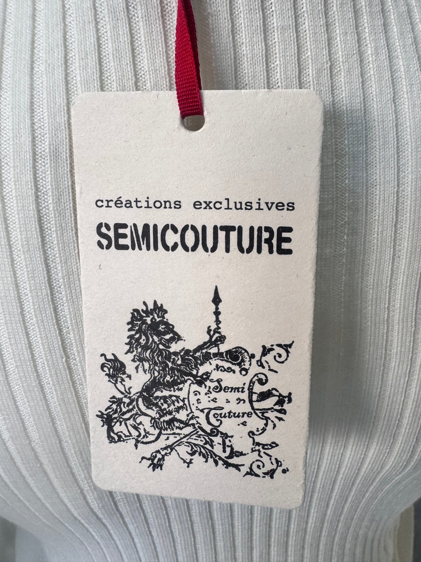 Abito lungo Semicouture in lana vergine bianco panna