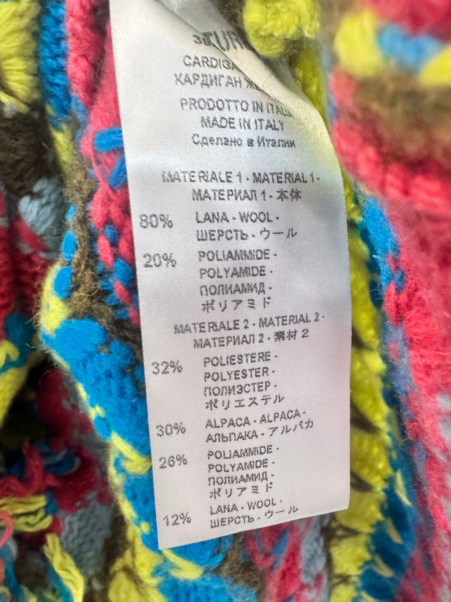 Cardigan multicolor Semicouture in lana e alpaca con frange