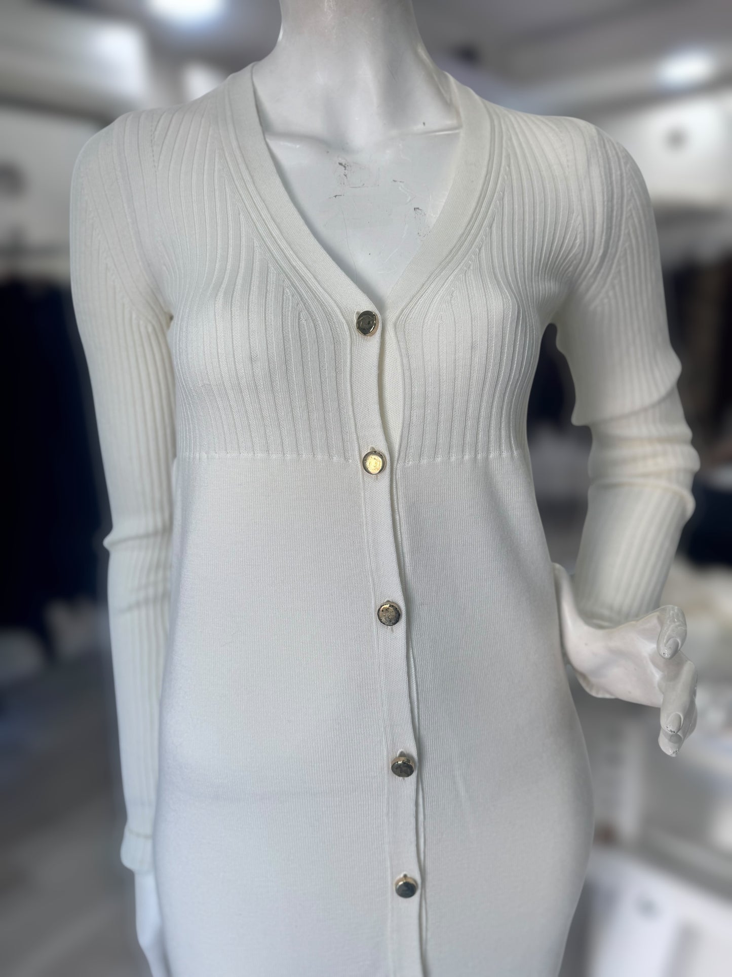 Abito lungo Semicouture in lana vergine bianco panna