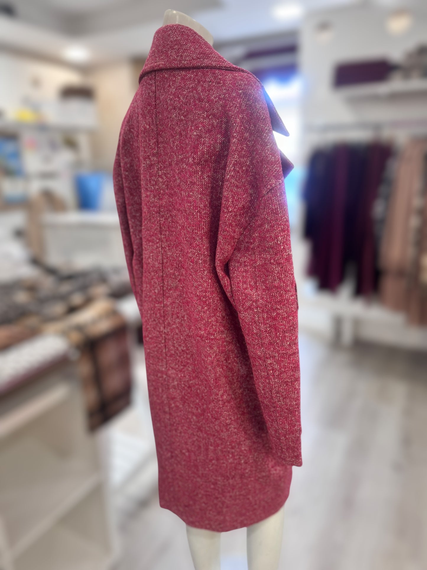 Cappotto rosa tweed misto lana Liviana Conti