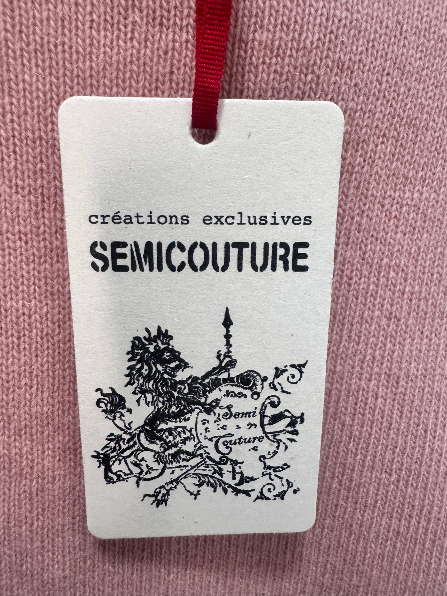 Maglione corto rosa Semicouture in lana vergine e cashmere