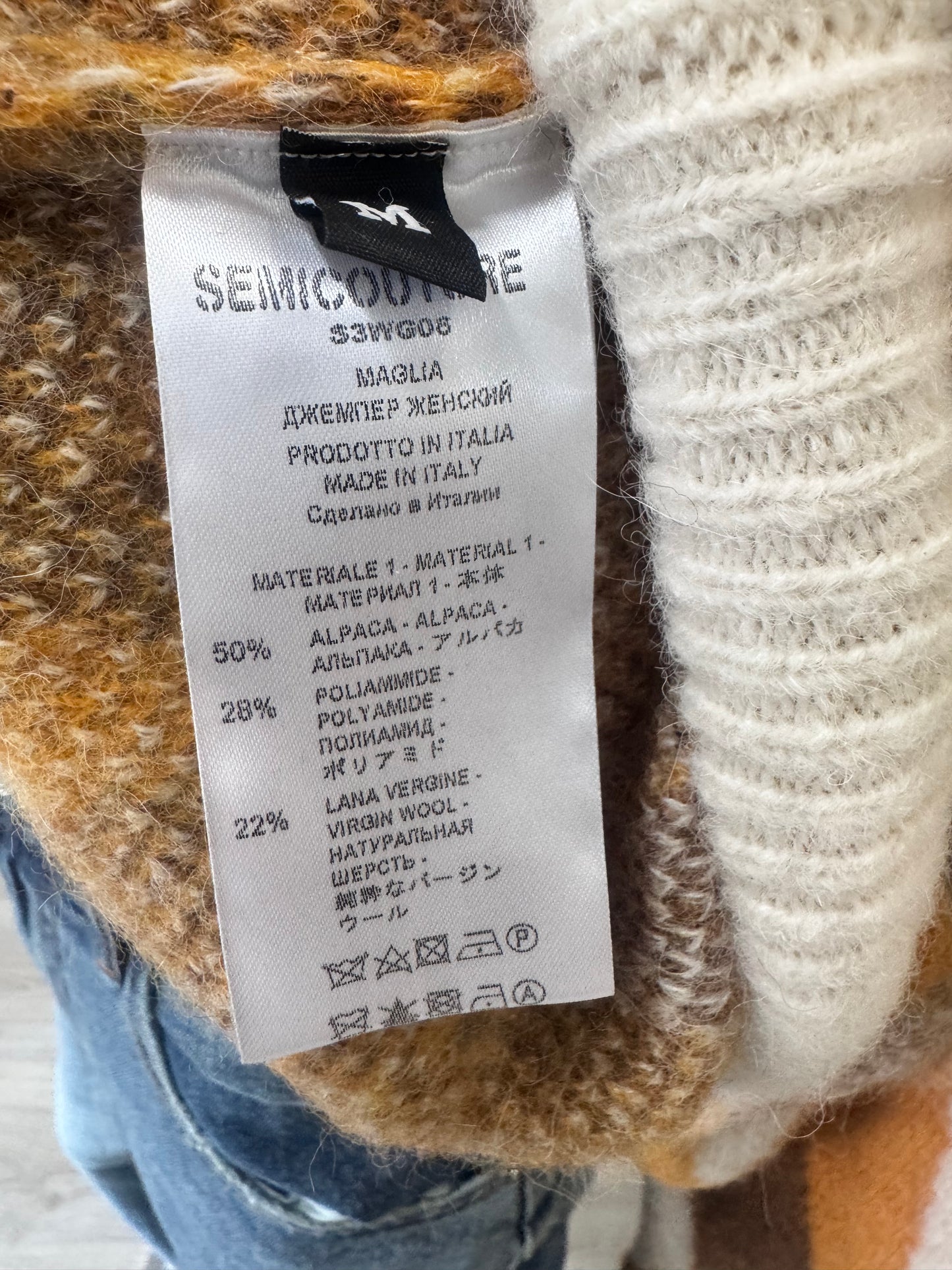 Maglia Semicouture rombi ocra con strass