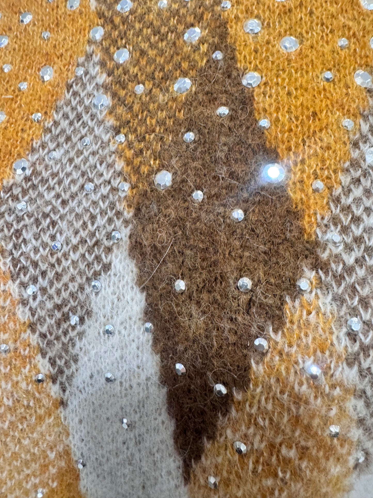 Maglia Semicouture rombi ocra con strass