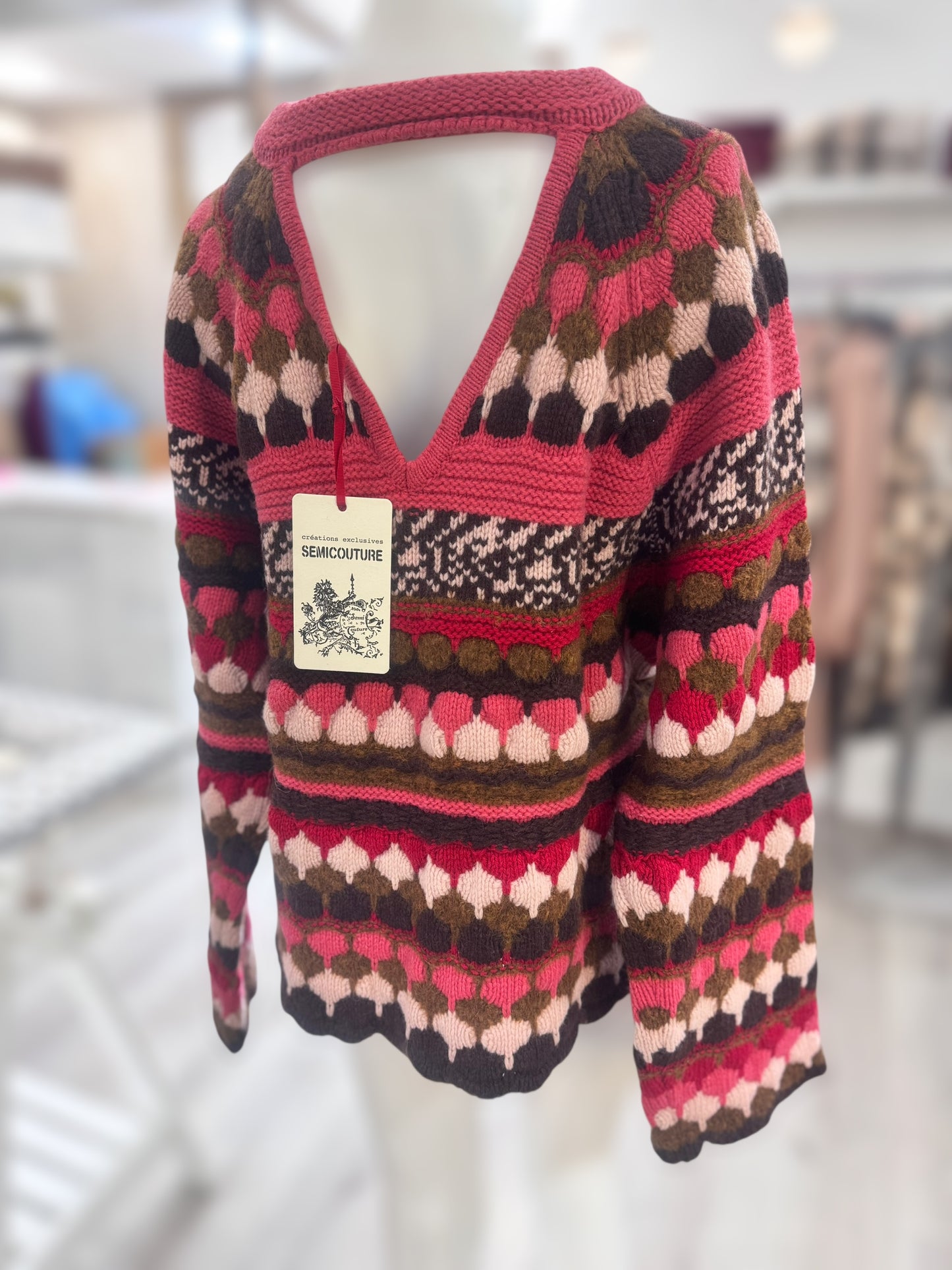 Maglione donna Sericolture lana alpaca fantasia jacquard
