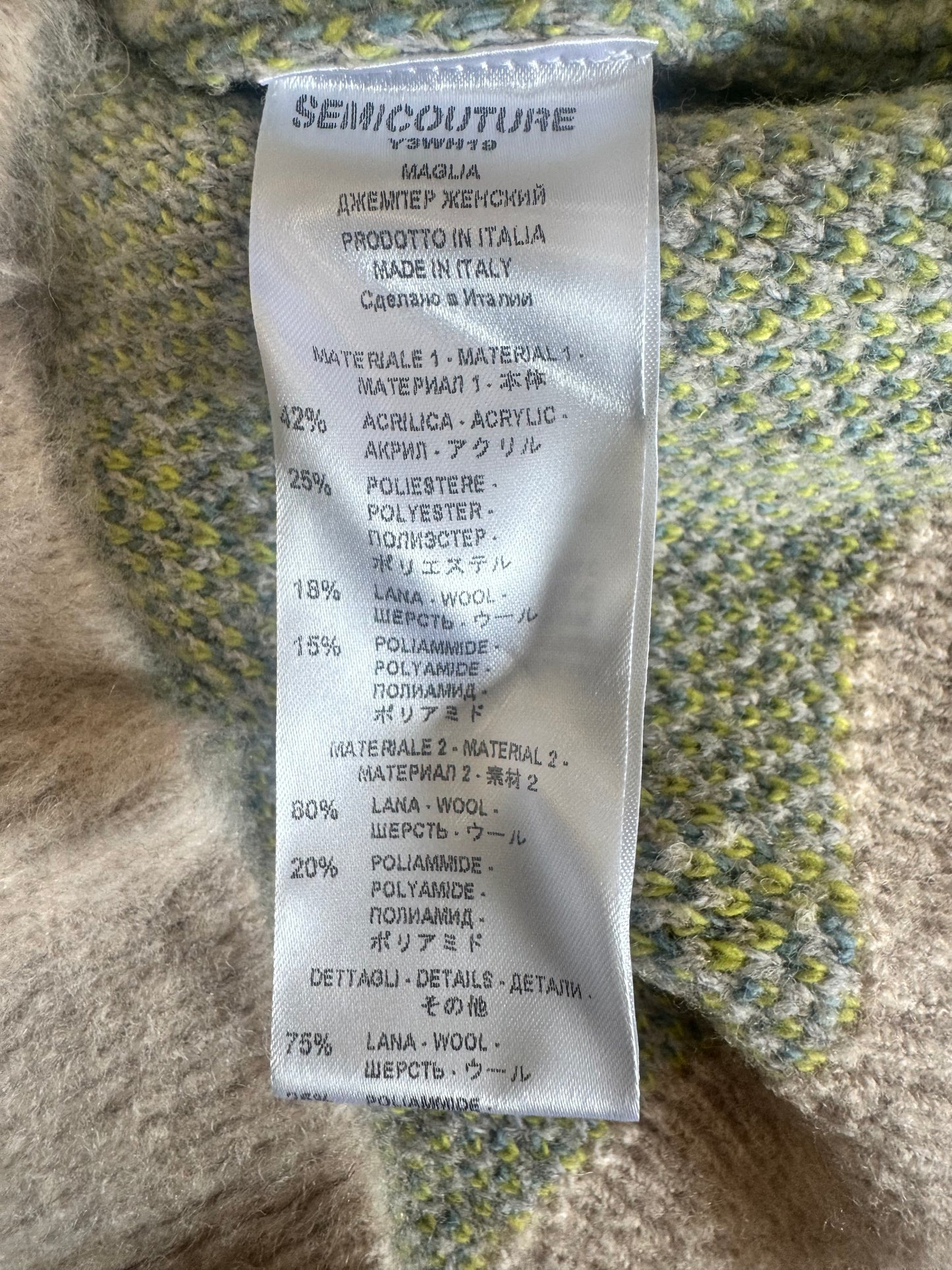 Gilet per smanicato a rombi Semicouture grigio/lime/azzurro