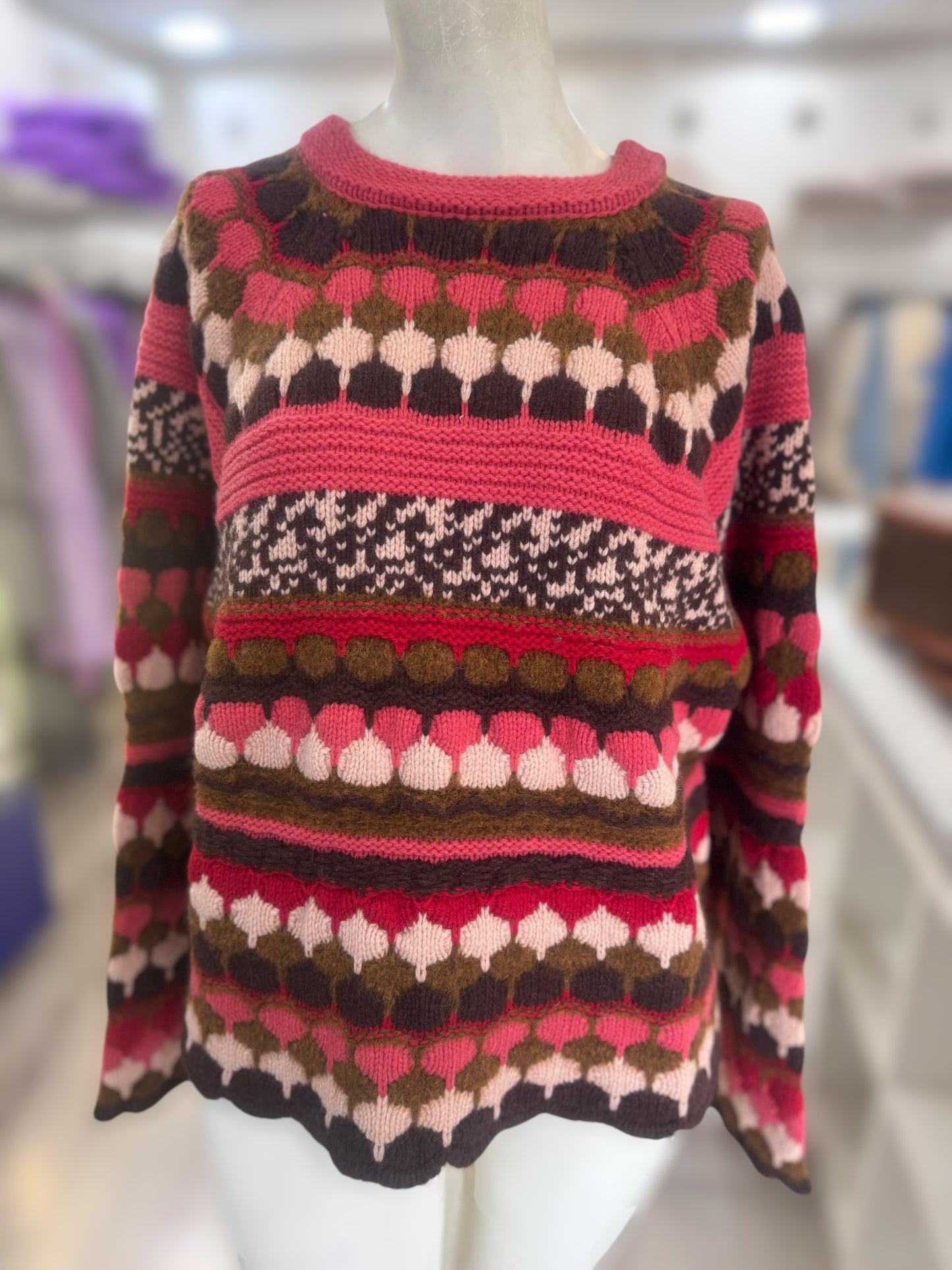 Maglione donna Sericolture lana alpaca fantasia jacquard