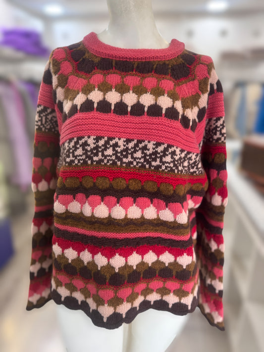 Maglione donna Sericolture lana alpaca fantasia jacquard